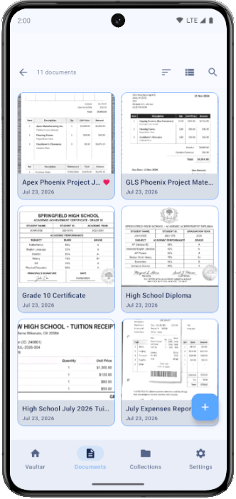 Document Grid and Collections Hub View