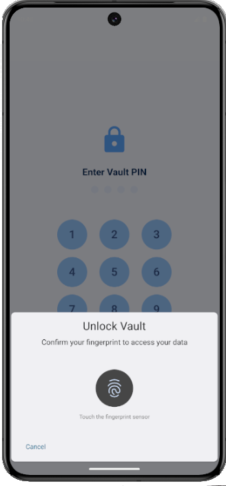 Biometric Lockscreen / No Account Sandbox Interface